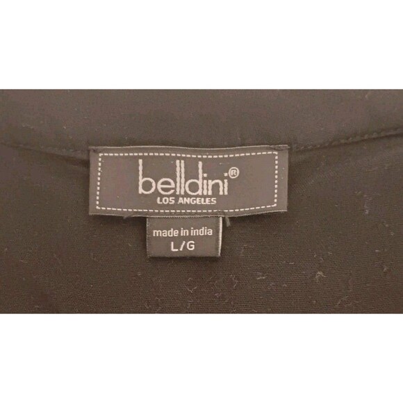 Belldini Los Angeles Black Embroidered Boho Tunic Dress Tassel Tie Rayon L/G - Picture 10 of 12